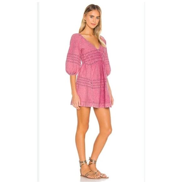 Free People Sweet Surrender Mini Dress in Acid Washed Wild Rose Color Sz (sm) - Picture 1 of 13